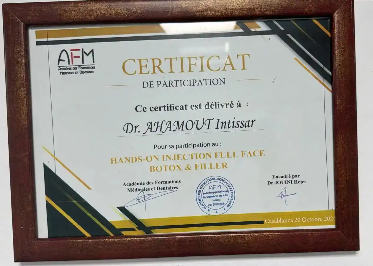 Certificat Hands-On Injection Full Face Botox & Filler